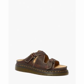 Dr Martens Bradfield Rugged Kožené Strap - Tmavo Hnede Sandale Panske, DR0088